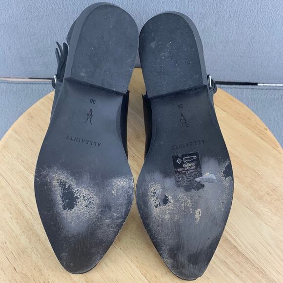 All Saints Naomi Cutout Black Leather Ankle Boot Women’s Size 38/ 8 US - Picture 7 of 8